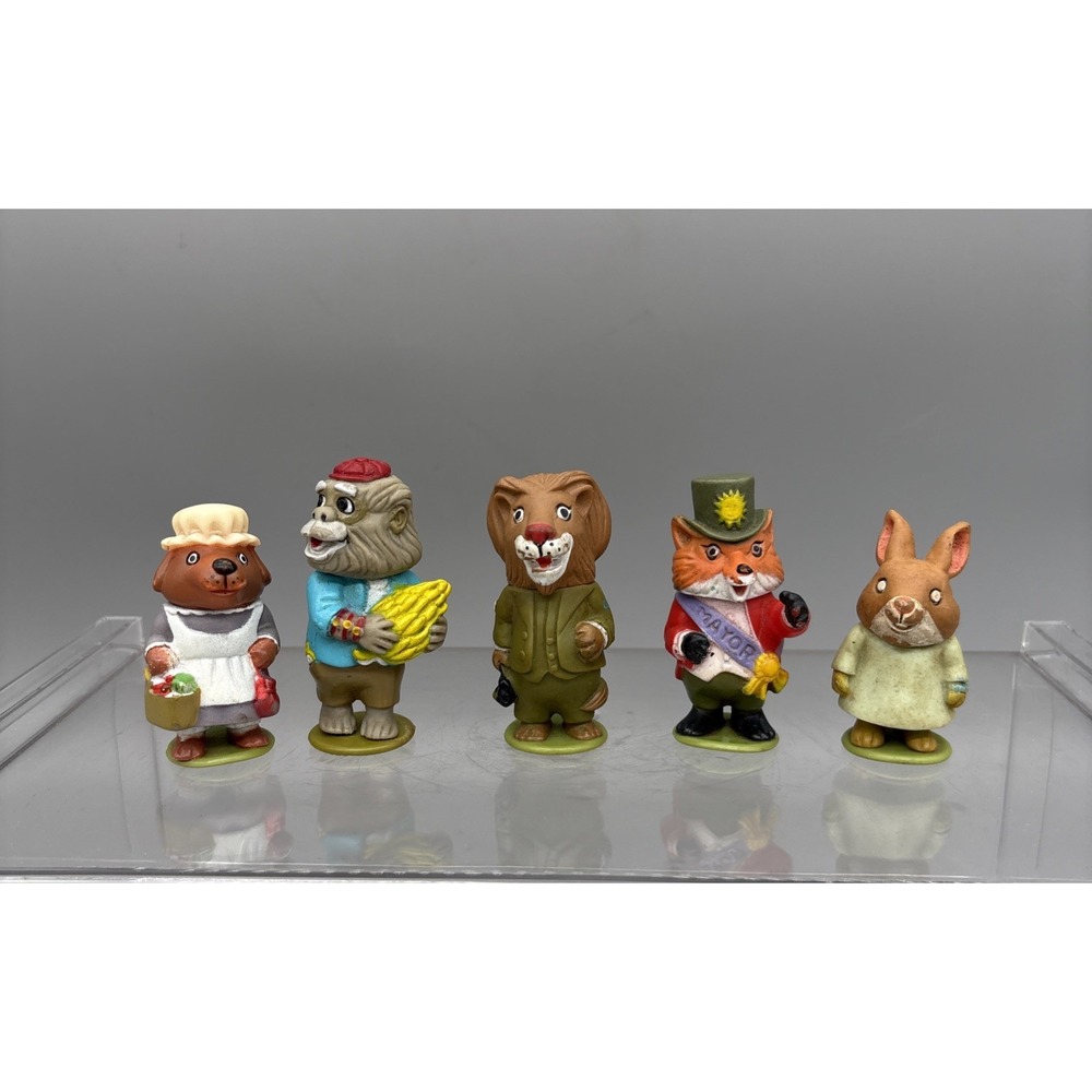 Richard Scarry 1976 Playskool Puzzletown Figures Lot of 5 Mayor Lion Rabbit Dog